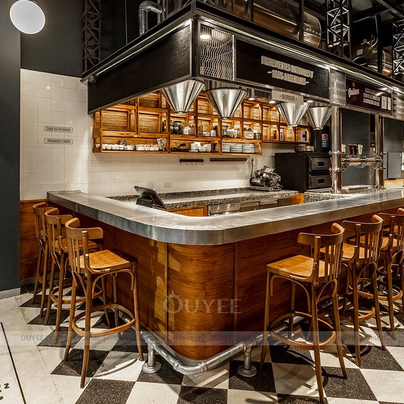 Conception de comptoir de bar à café industriel (5)