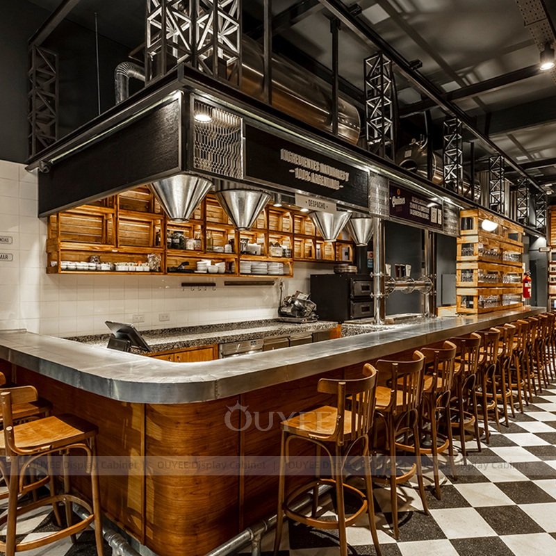 Conception de comptoir de bar à café industriel (6)