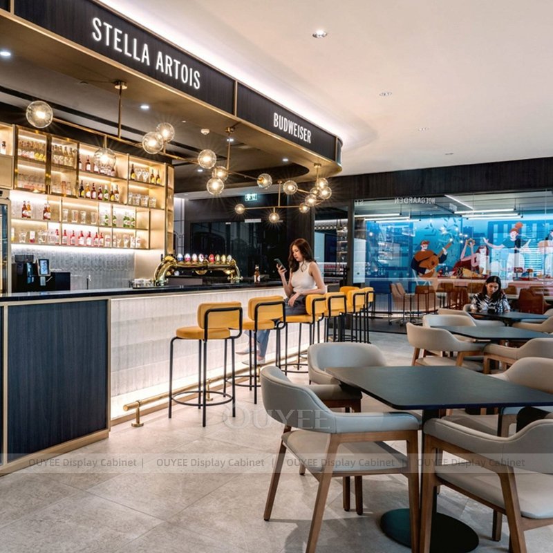 scaffalature retroilluminate per interni di bar caffè moderni (2)