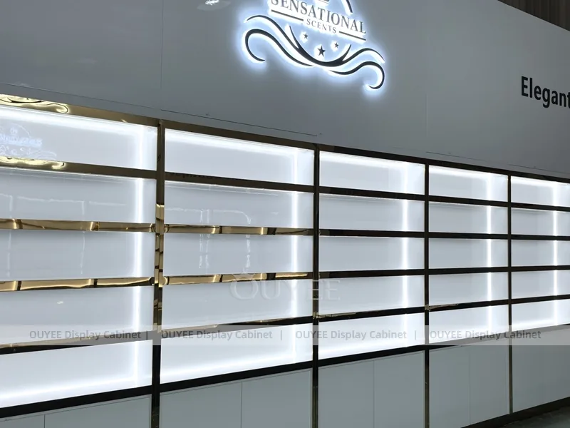 Black Gold Perfume Backwall With Oval Tester Counter_04