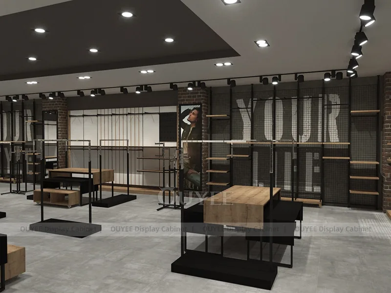 Black Industrial Apparel Display Bay System_02