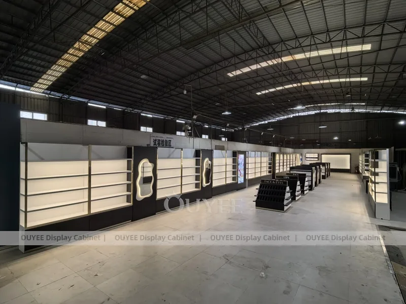 Estantería de pared para perfumes lineal negra con banda de luz_06