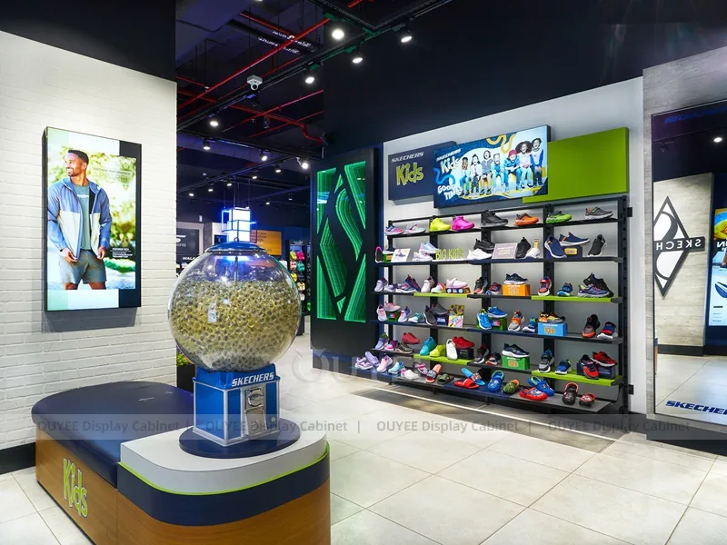 Conjunto de mobiliário para loja de esportes Neon Azul_09