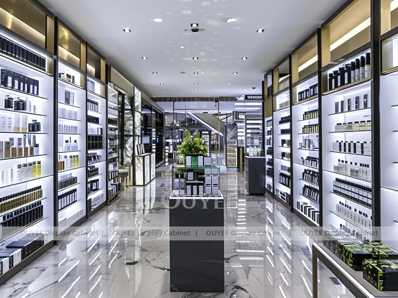 Bright Premium Fragrance Gallery With Side Glass Showcases