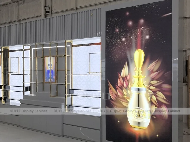 Espositore da parete per profumi con lightbox in marmo_03