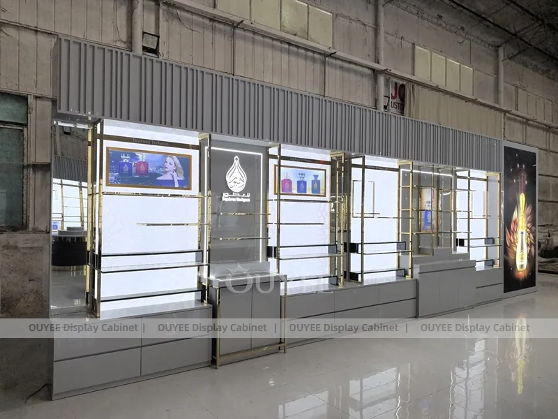 Espositore da parete per profumi con lightbox in marmo_07