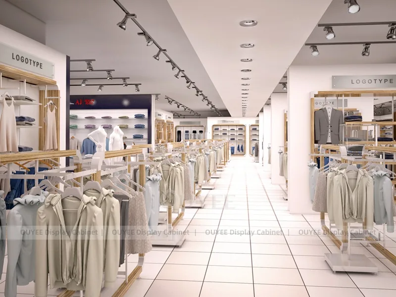 Colección de mesas de exhibición de ropa blanca minimalista_03