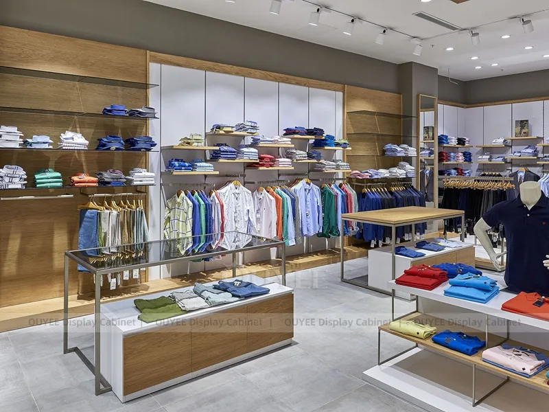 Warm Wood Luxury Bekleidungsdisplay-Wandset_01
