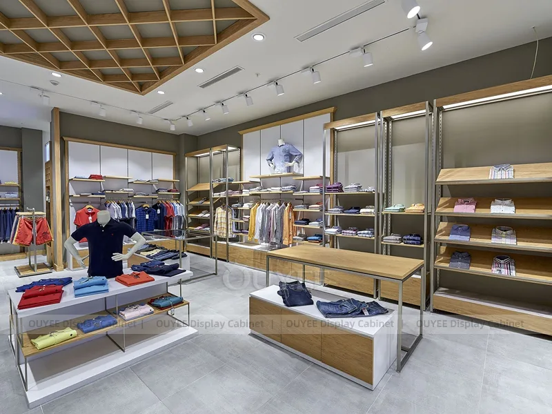 Warm Wood Luxury Bekleidungsdisplay-Wandset_04