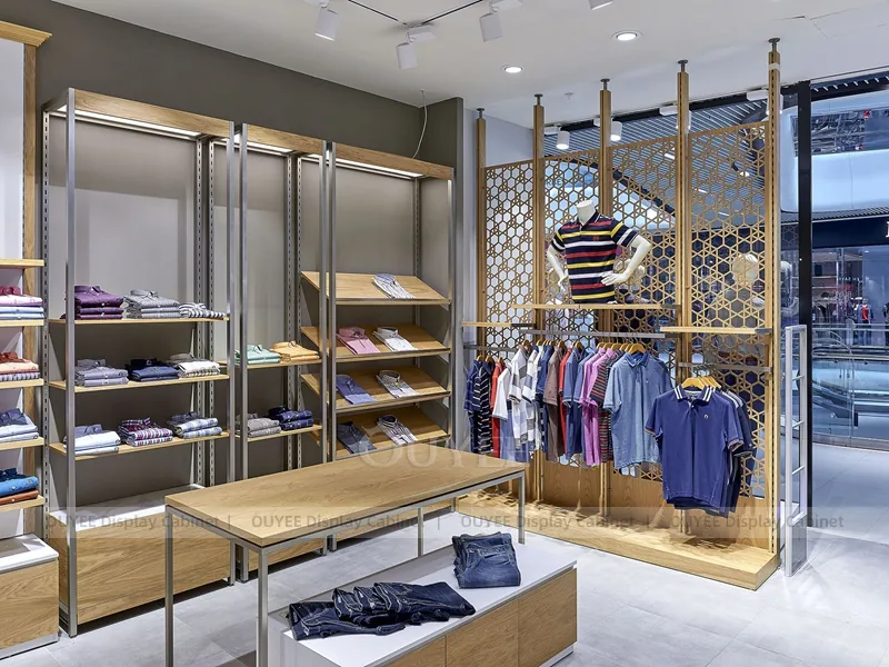 Warm Wood Luxury Bekleidungsdisplay-Wandset_06
