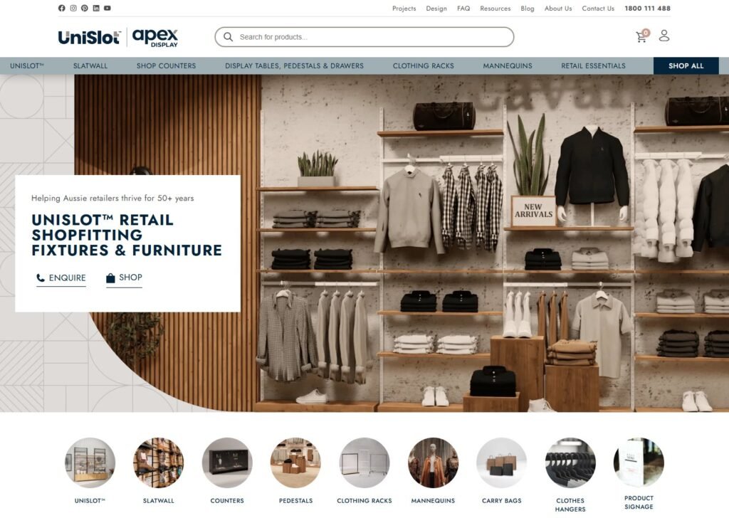 Capture d'écran de la page d'accueil d'Apex Display