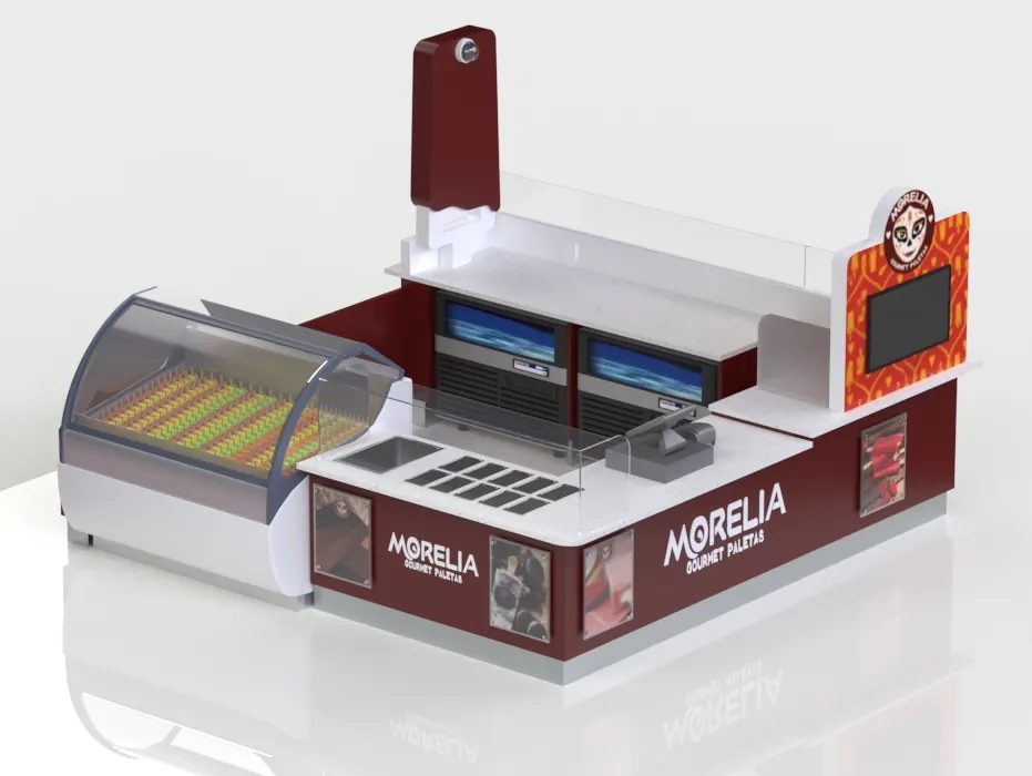 Brown Gelato Ice Cream Kiosk with Display Freezer Counter ice cream kiosk view 2
