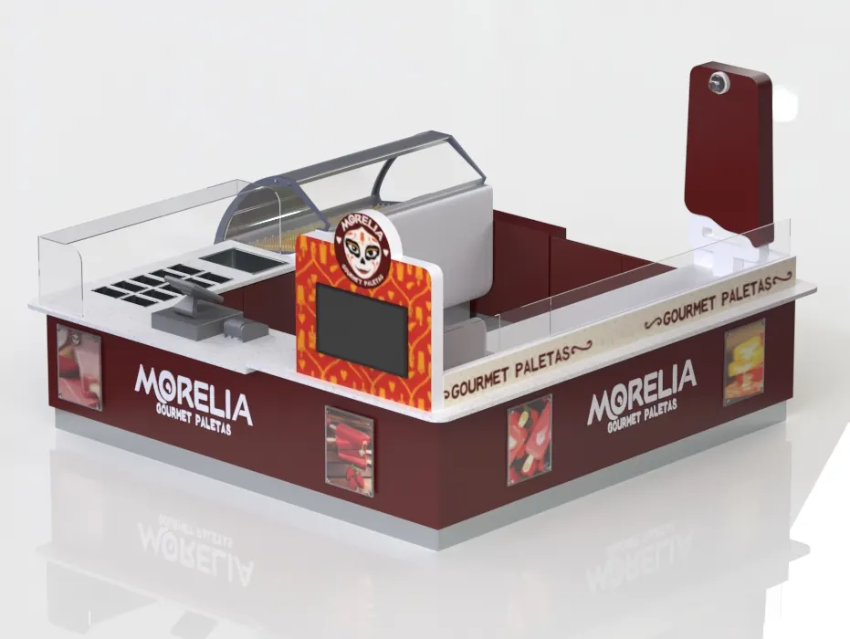 Brown Gelato Ice Cream Kiosk with Display Freezer Counter ice cream kiosk view 4