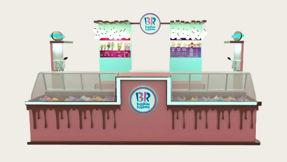 Bunter Eiscreme-Stand mit Doppel-Display-Gefrierkühlvitrinen Eiscreme-Stand Ansicht 1