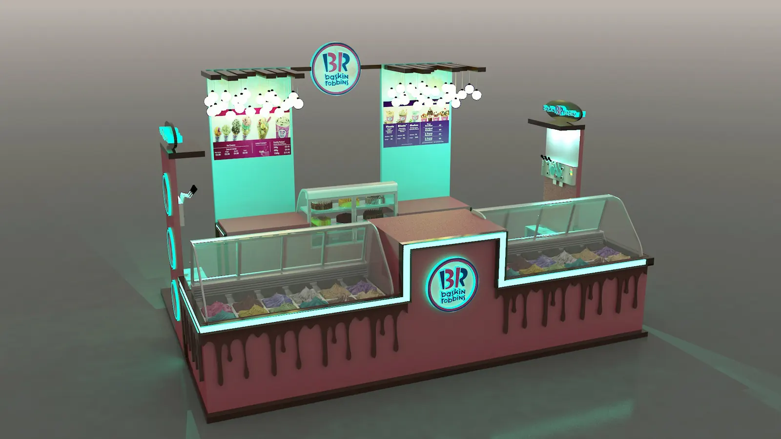 Bunter Eiscreme-Stand mit Doppel-Display-Gefrierkühlvitrinen Eiscreme-Stand Ansicht 2