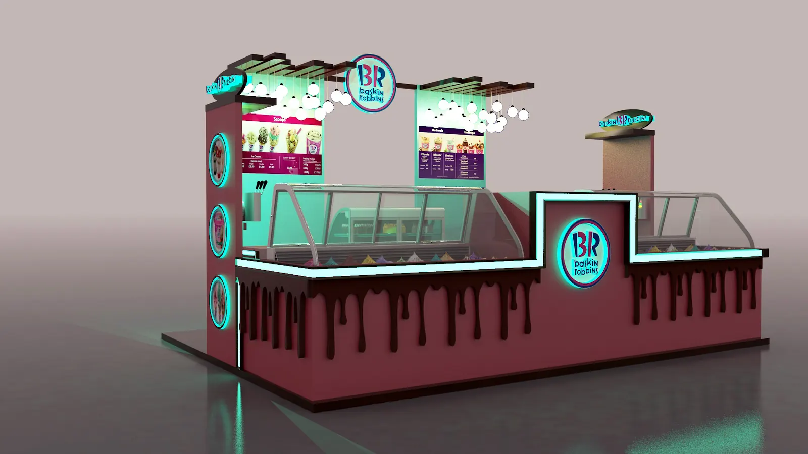 Bunter Eiscreme-Stand mit Doppel-Display-Gefrierkühlvitrinen Eiscreme-Stand Ansicht 3