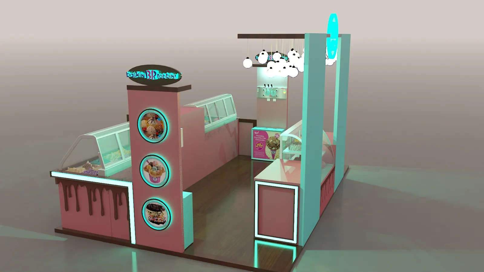 Bunter Eiscreme-Stand mit Doppel-Display-Gefrierkühlvitrinen Eiscreme-Stand Ansicht 4