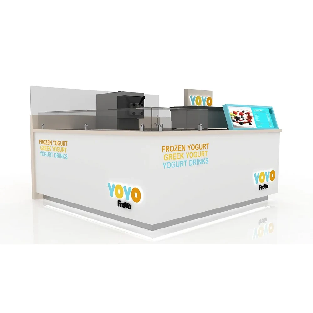 Frozen Yogurt Kiosk 3D Individuelle fritiertes Joghurt-Stand Bar Food Joghurt-Stand im Einkaufszentrum gefrorener Joghurt-Kiosk Ansicht 1