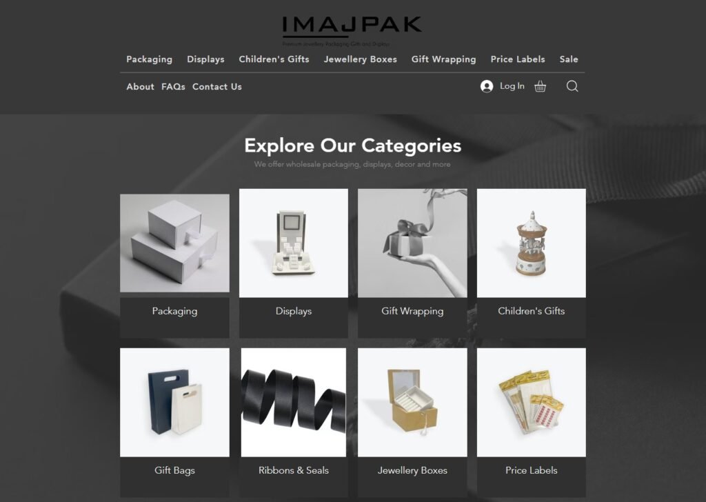 Capture d'écran de la page d'accueil d'Imajpak