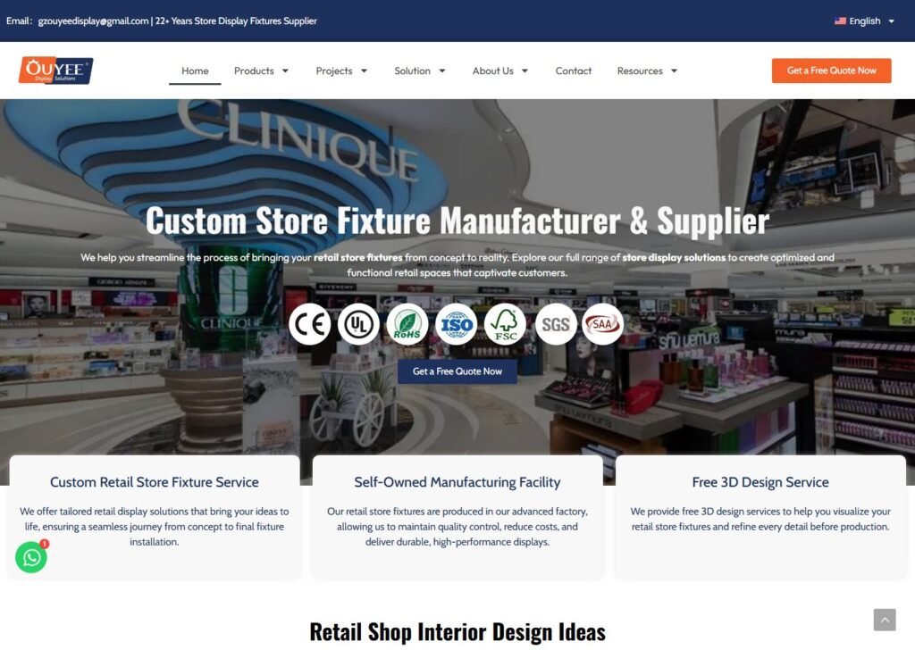 Capture d'écran de la page d'accueil d'Ouyee Display