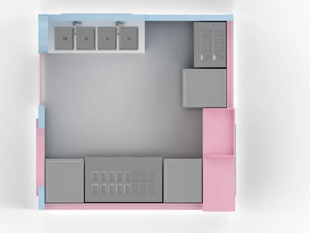 Pastel Rolled Ice Cream Kiosk with Cold Plate Counter ice cream kiosk view 3