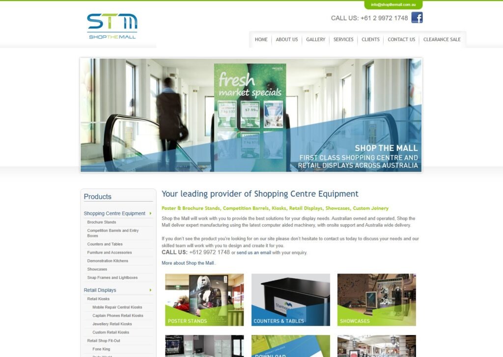 Capture d'écran de la page d'accueil de Shop The Mall