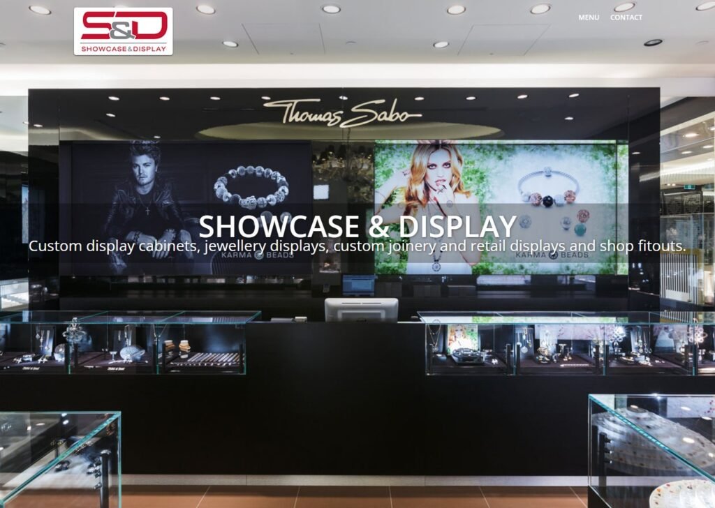 Capture d'écran de la page d'accueil des systèmes de vitrine et d'affichage