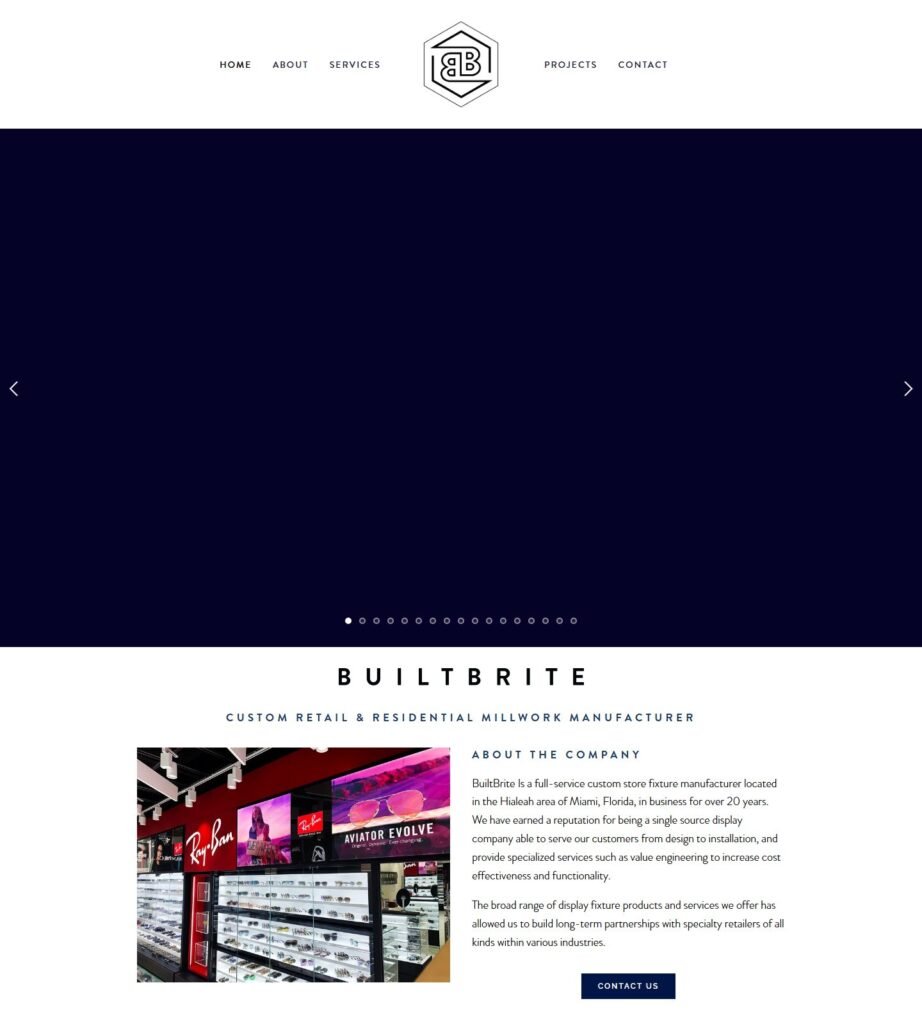 BuiltBrite maßgeschneiderte Einzelhandelsausstattungen Homepage