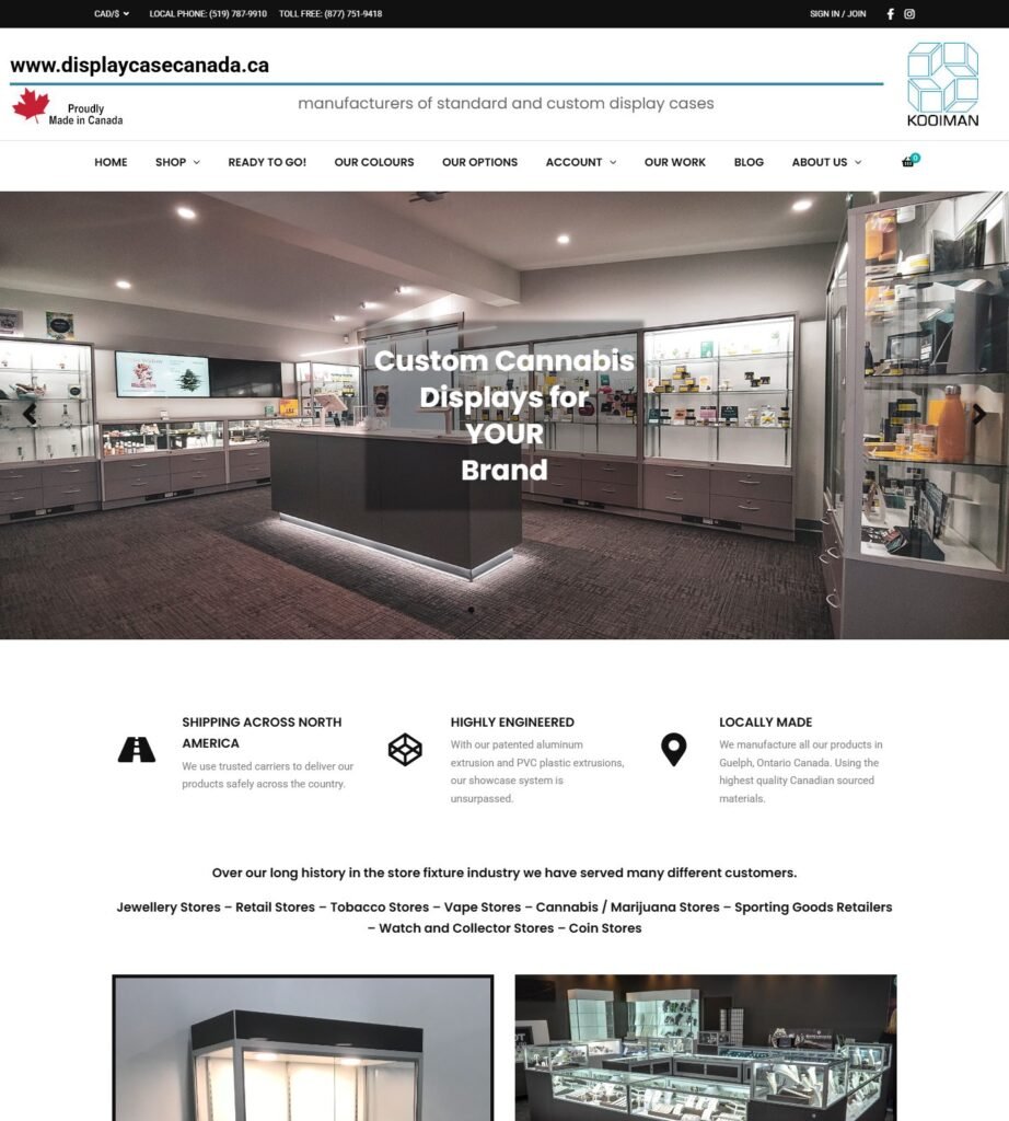 Display Case Canada homepage screenshot