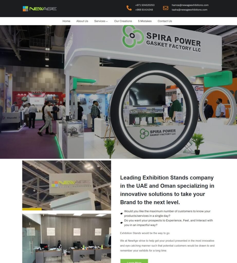 Скриншот главной страницы NewAge Exhibitions