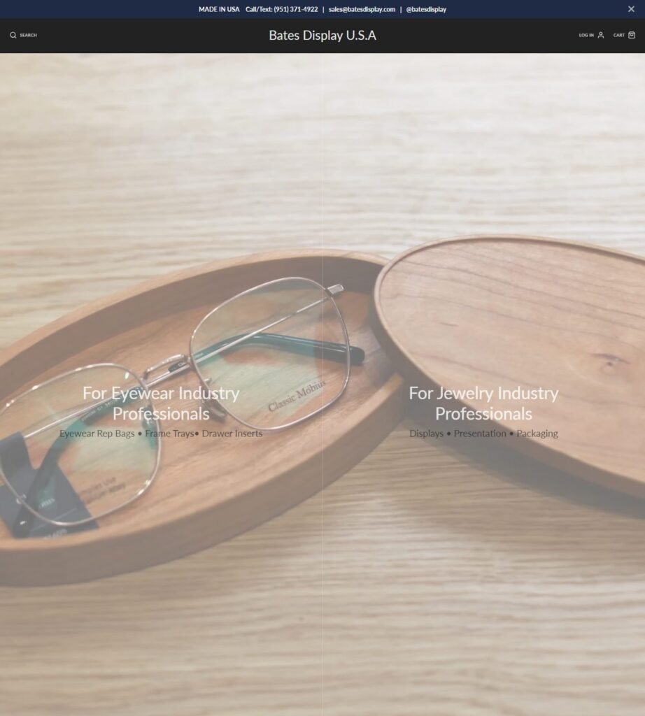 Bates Display homepage screenshot