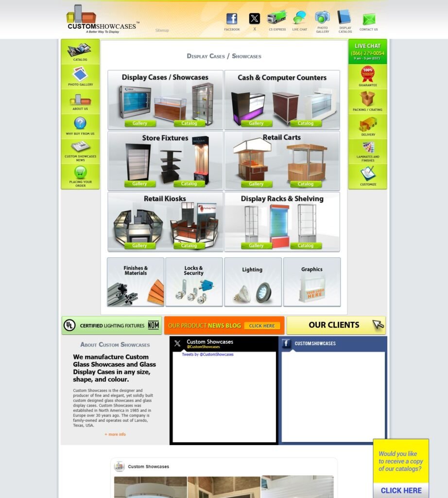 Custom Showcases homepage screenshot