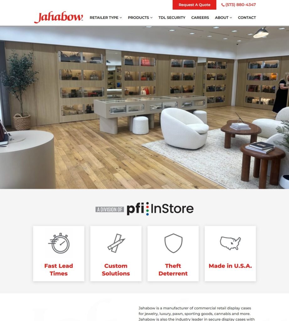 Jahabow Industries homepage screenshot