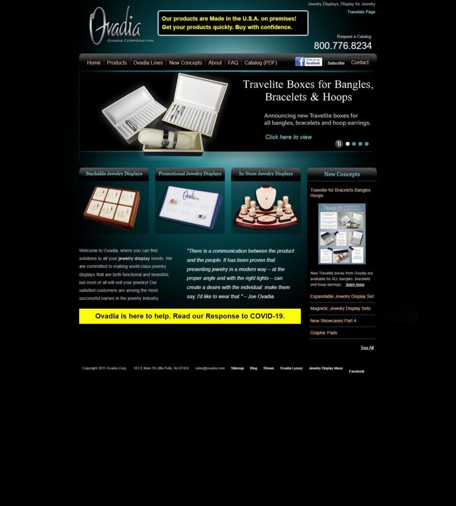 Ovadia Corporation homepage screenshot