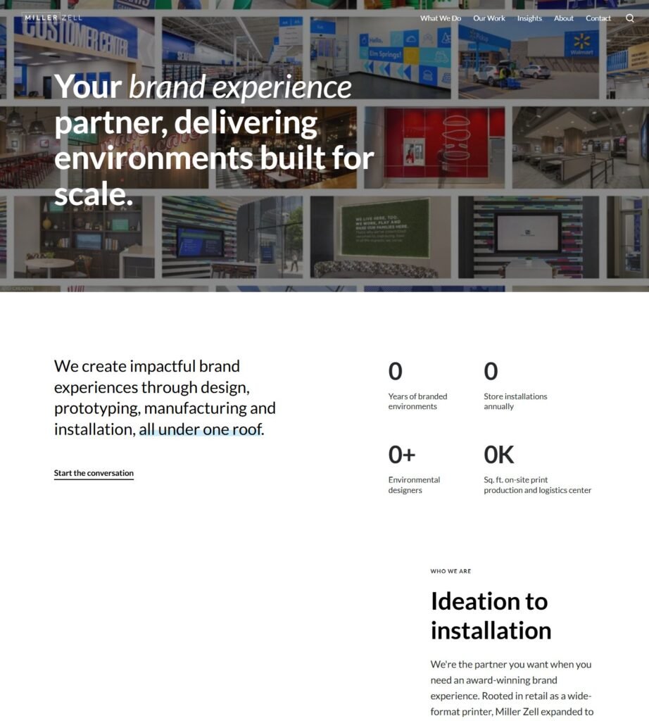 Miller Zell homepage di design retail
