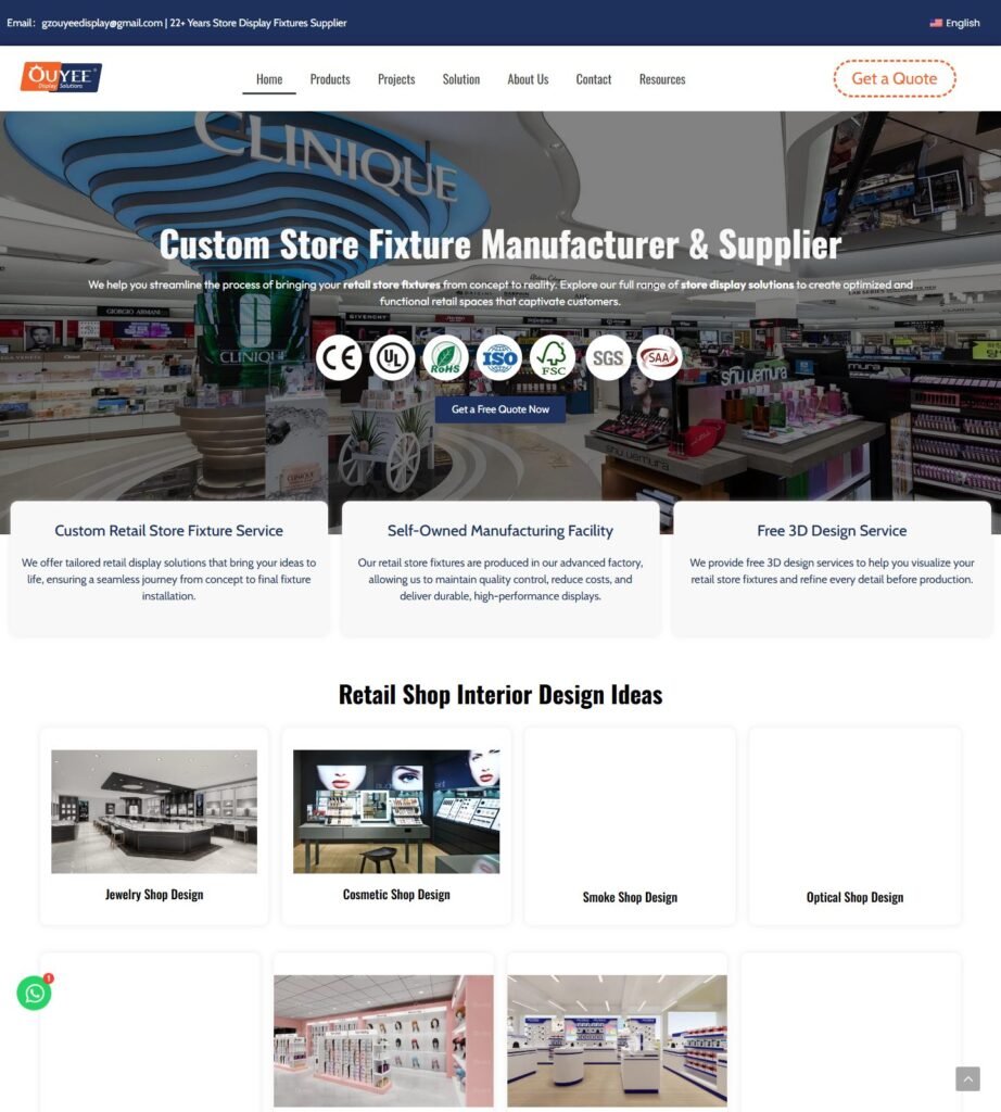 Ouyee Display homepage di design retail di supermercati