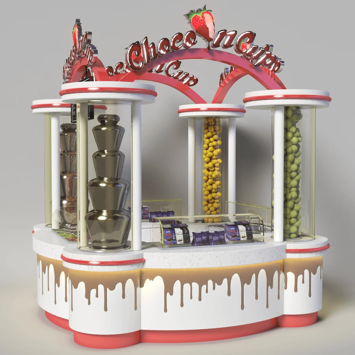 Su Çağlayan Çikolata Pembe Güzel Şeker Kiosk'u Alışveriş Merkezi Satış için şeker kiosk görünüm 3