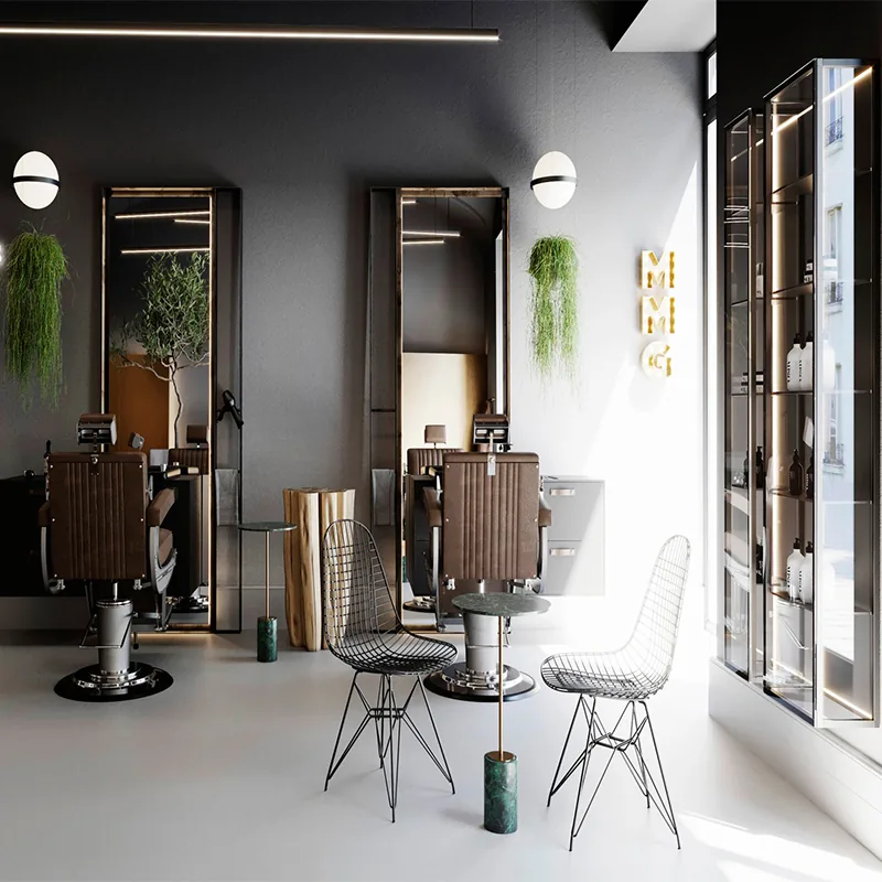 Compact Barber Styling Station with Black Wash Basin_04