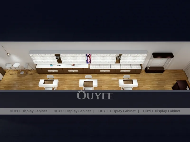 Glass Front Optical Storefront Design with Warm Interior Displays_06