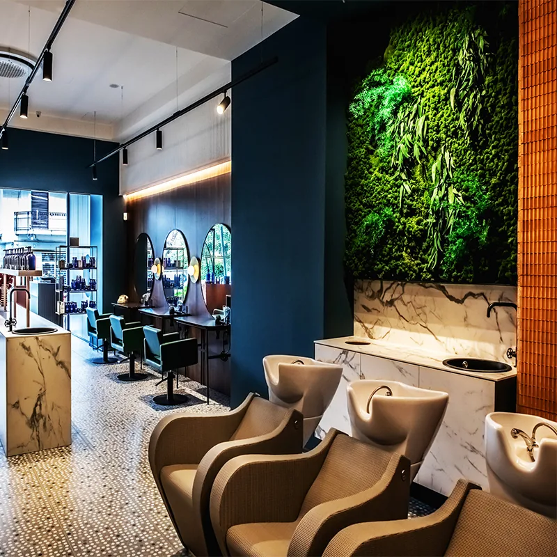 Yuvarlak aynalı ve mozaik zeminli yeşil salon stil alanı_02