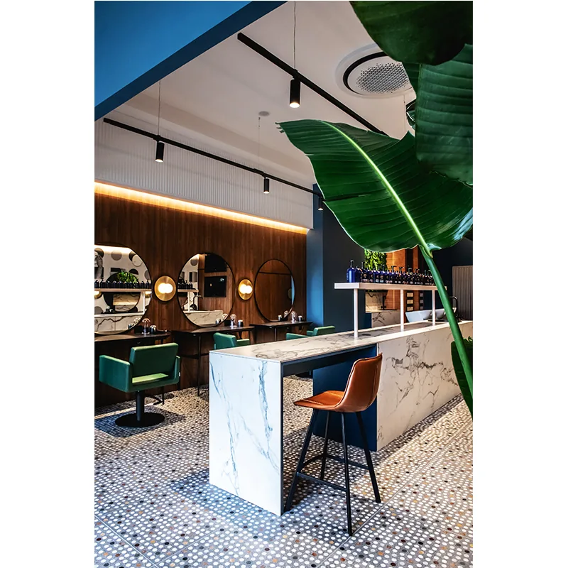 Yuvarlak aynalı ve mozaik zeminli yeşil salon stil alanı_03