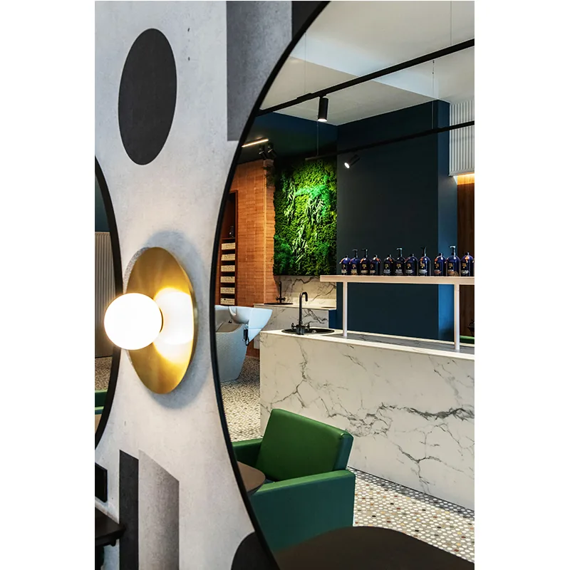 Yuvarlak aynalı ve mozaik zeminli yeşil salon stil alanı_06