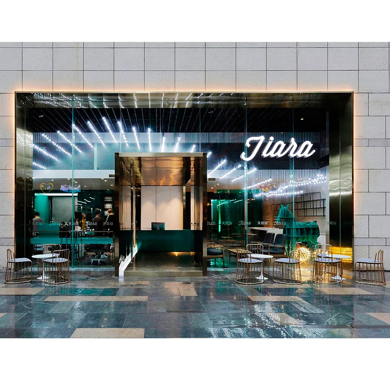 Industrial Salon Interior with Blue Feature Wall and Styling Chairs_02