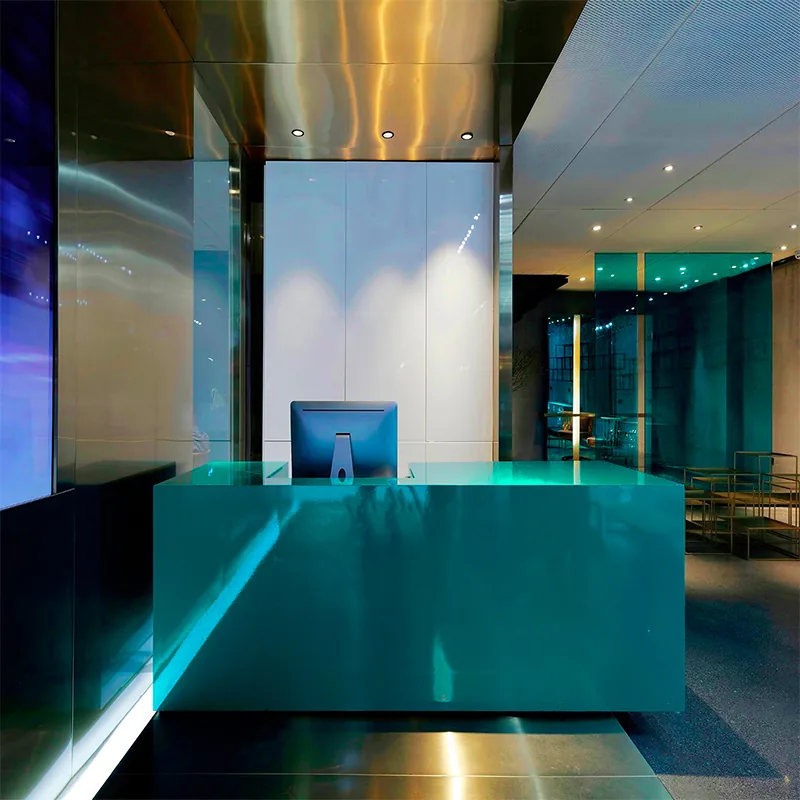 Industrial Salon Interior with Blue Feature Wall and Styling Chairs_03