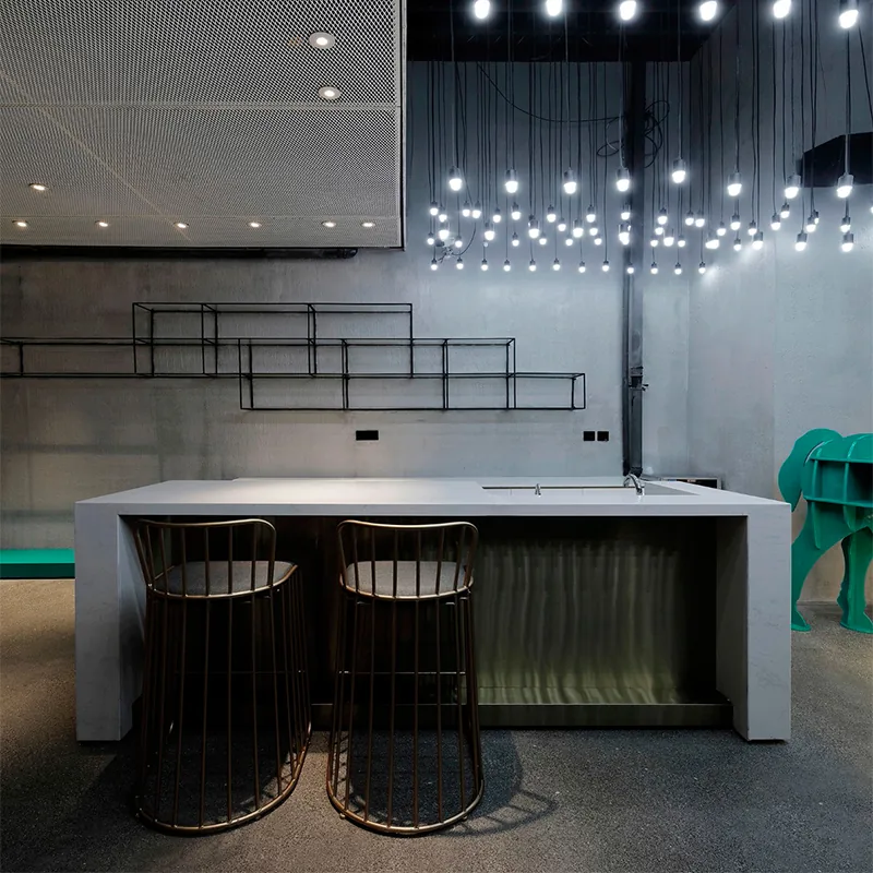 Industrial Salon Interior with Blue Feature Wall and Styling Chairs_04