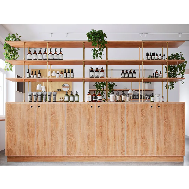 Station de coiffure minimaliste avec miroir encadré de bois et chaise blanche_06
