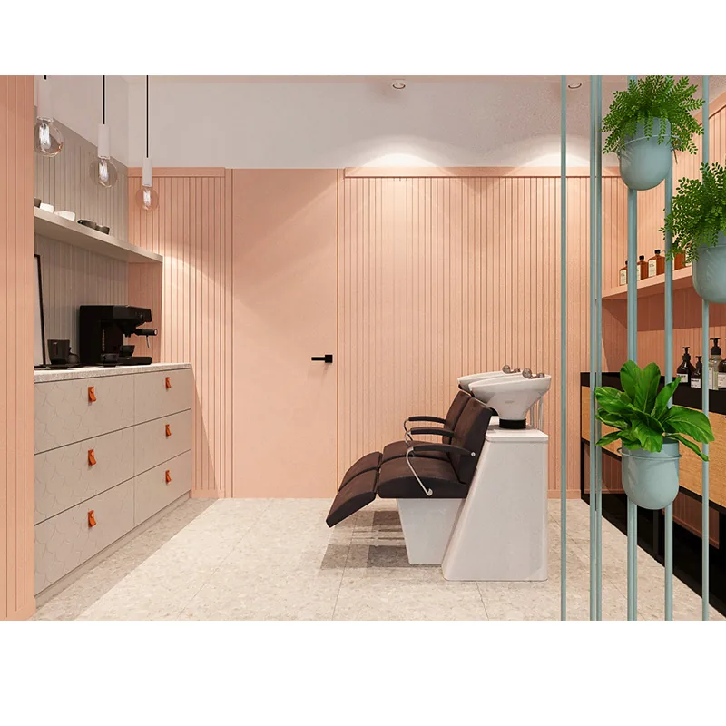 Pastell Schönheitssalon Stylingstation mit Verkaufregalen_02