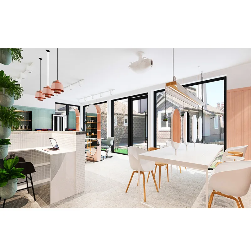 Pastell Schönheitssalon Stylingstation mit Verkaufregalen_03