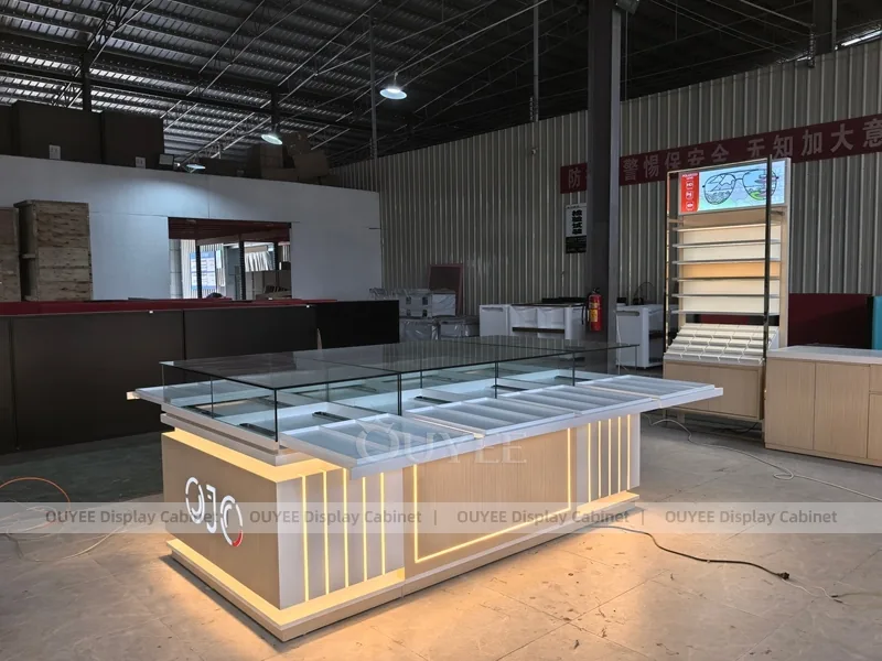 Sıcak Ahşap Optik Mağaza Teşhir Ekipmanları ile Ada Teşhir Teçhizatı_05