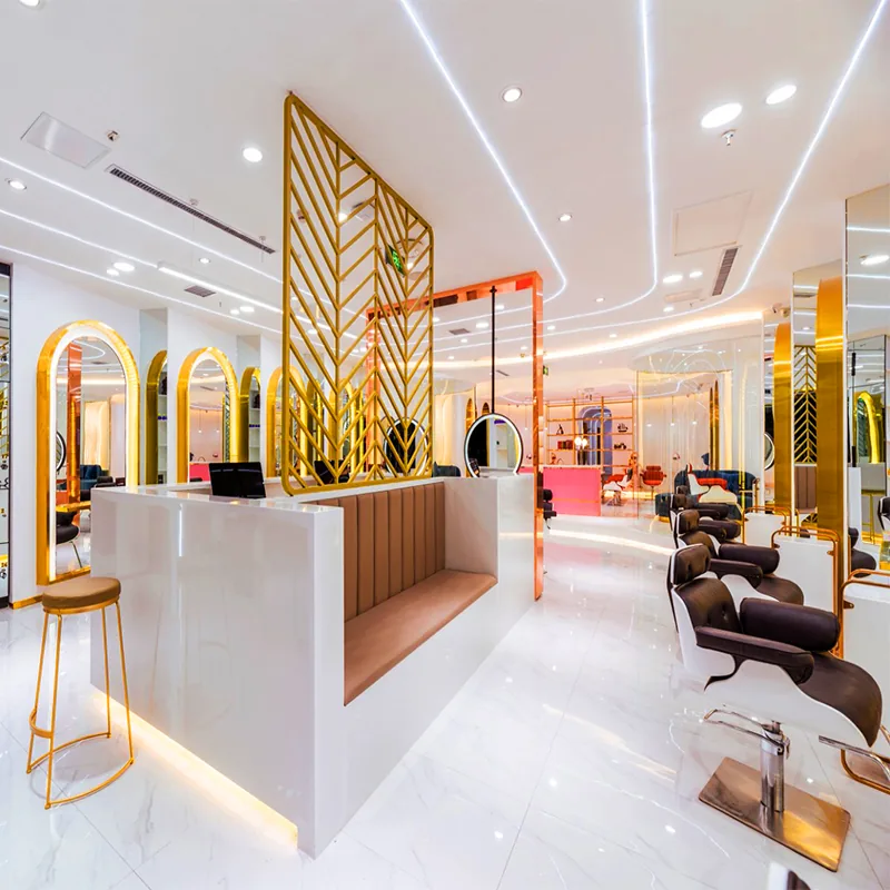 Işıklı Kemer Aynalı Beyaz ve Altın Salon Stil İstasyonları_02
